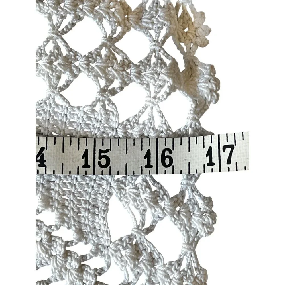 Hand Crocheted White Cotton Doilies Square Cottage Core VTG Wedding Country